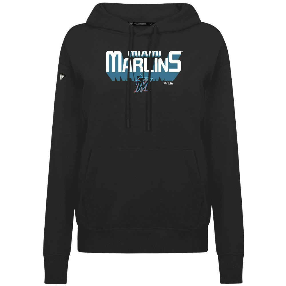 Miami Marlins Levelwear Women's Adorn Retro 3D Pullover Hoodie Sale