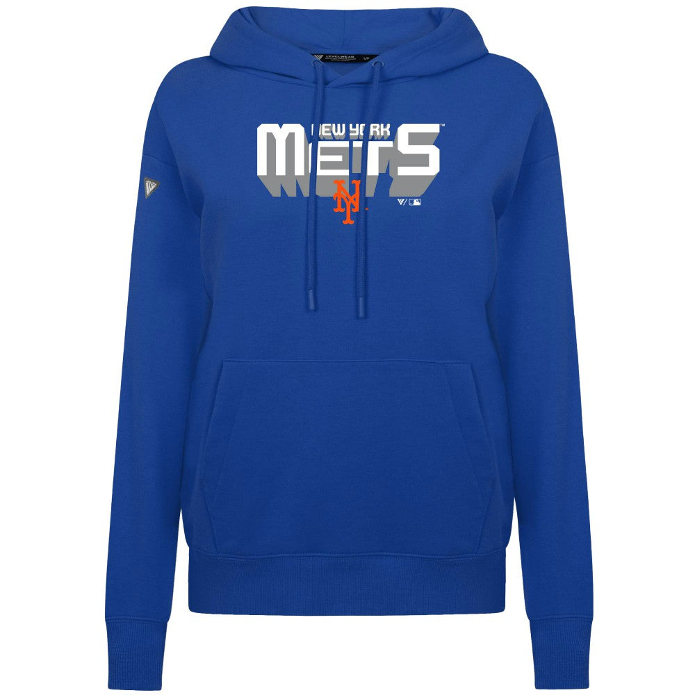 New York Mets Levelwear Women's Adorn Retro 3D Pullover Hoodie Clearance