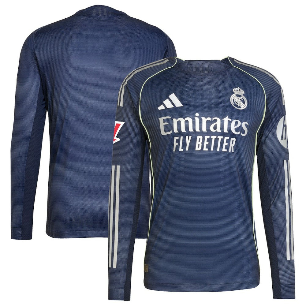 Adidas Real Madrid 2025/26 Away Long Sleeve Jerseys - Blue