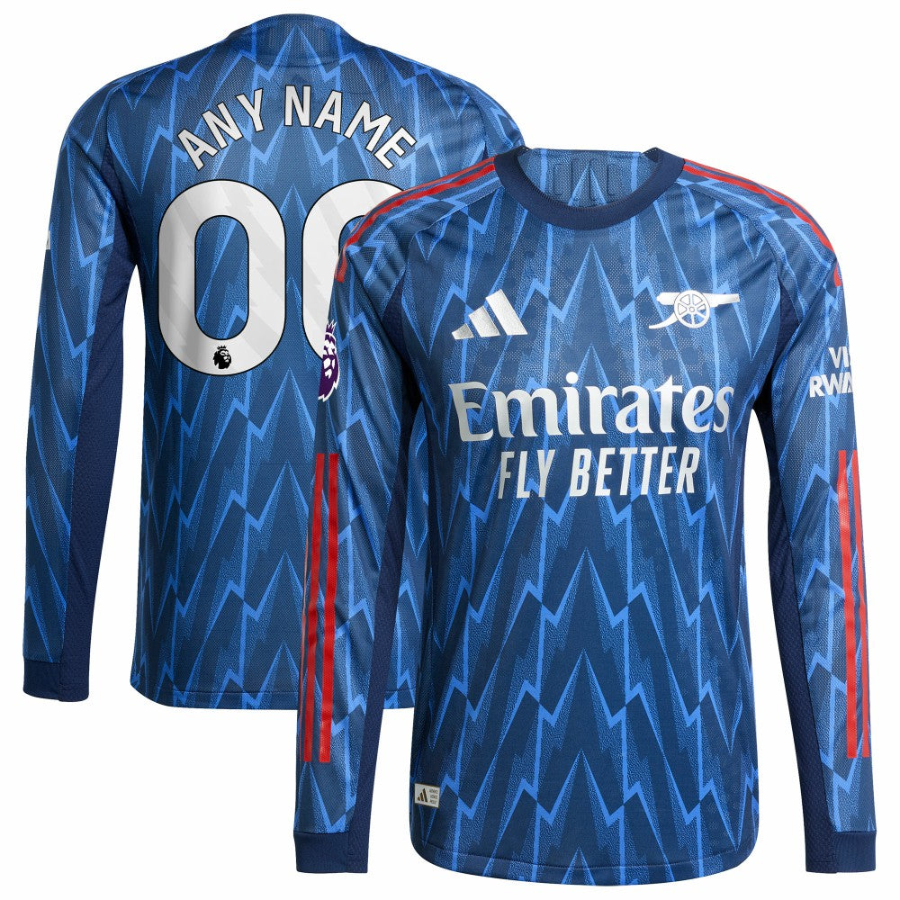 Adidas Arsenal 2025/26 Away Long Sleeve Custom Jerseys - Blue
