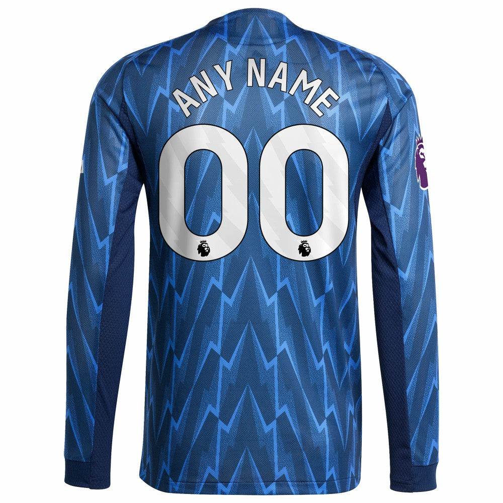Adidas Arsenal 2025/26 Away Long Sleeve Custom Jerseys - Blue