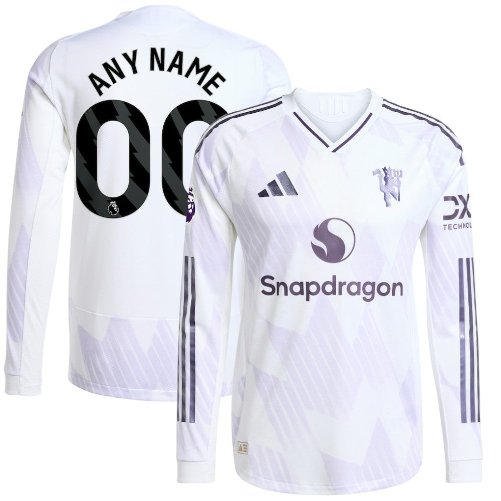 Adidas Manchester United 2025/26 Away Long Sleeve Custom Jerseys - White