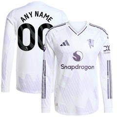 Adidas Manchester United 2025/26 Away Long Sleeve Custom Jerseys - White