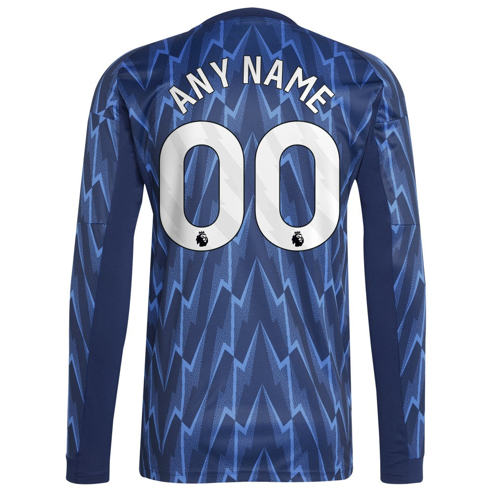 Adidas Arsenal 2025/26 Away Replica Long Sleeve Custom Jerseys - Blue