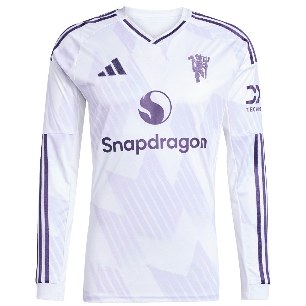Adidas Manchester United 2025/26 Away Replica Long Sleeve Custom Jerseys - White