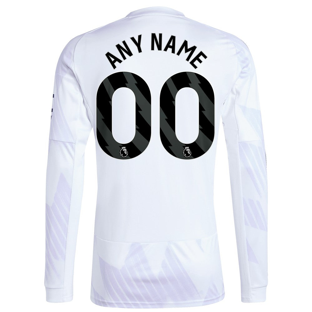 Adidas Manchester United 2025/26 Away Replica Long Sleeve Custom Jerseys - White