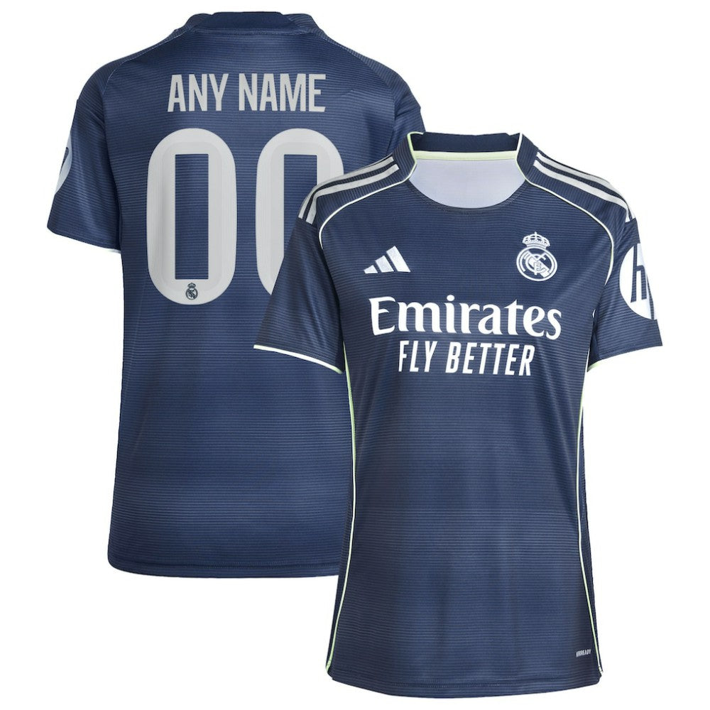 Adidas Real Madrid Women's 2025/26 Away Replica Custom Jerseys - Blue