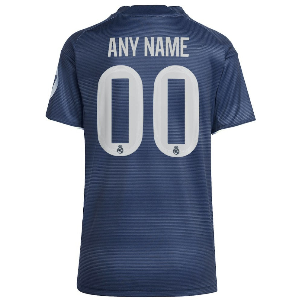 Adidas Real Madrid Women's 2025/26 Away Replica Custom Jerseys - Blue