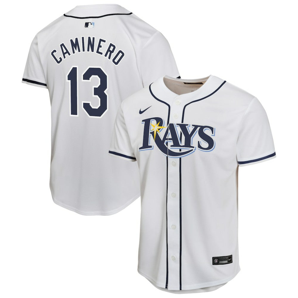 Junior Caminero Tampa Bay Rays Nike Youth Home Player Game Jersey Lifestyle