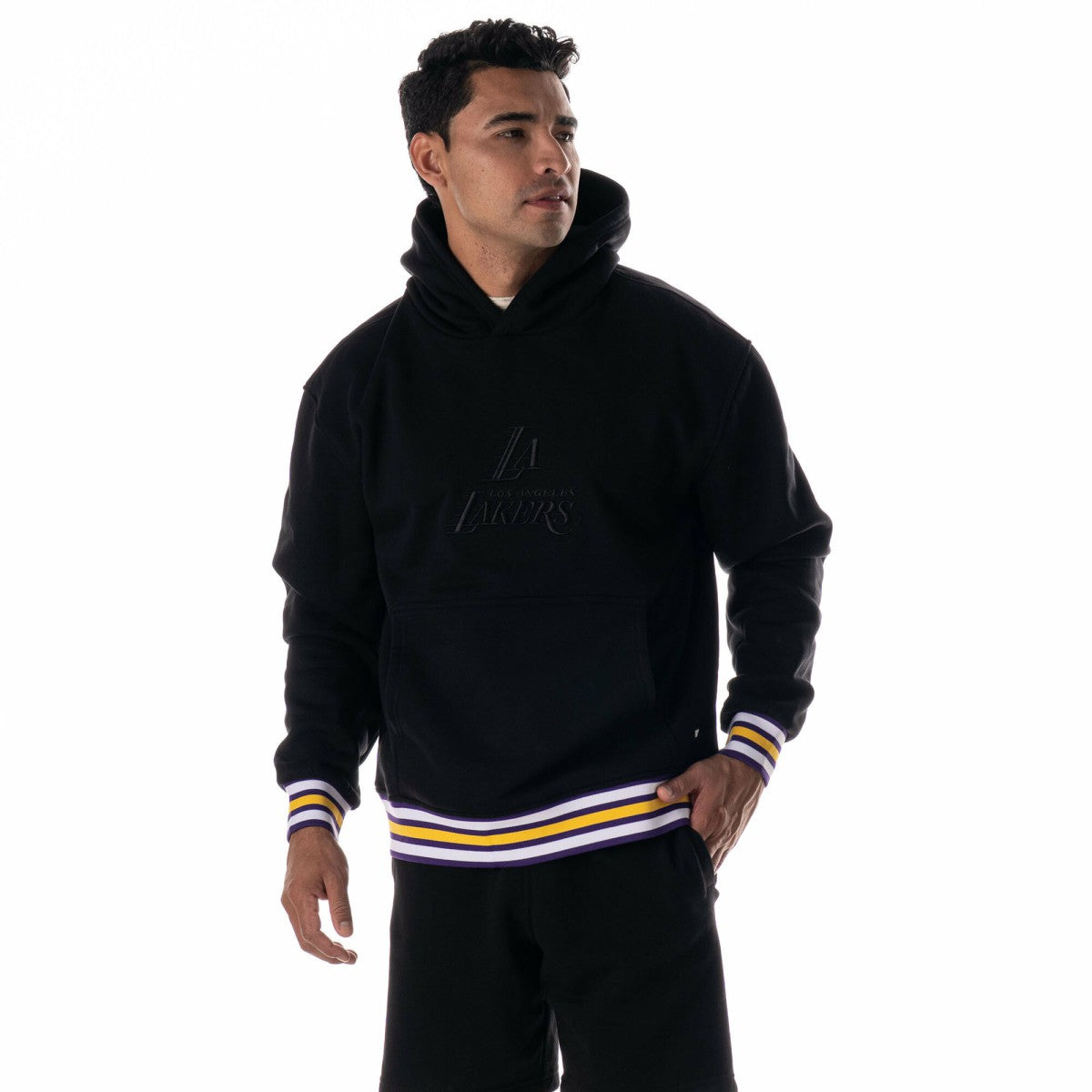 NBA - Los Angeles Lakers The Wild Collective Unisex Custom Rib Tonal Premium Hoodie - Black