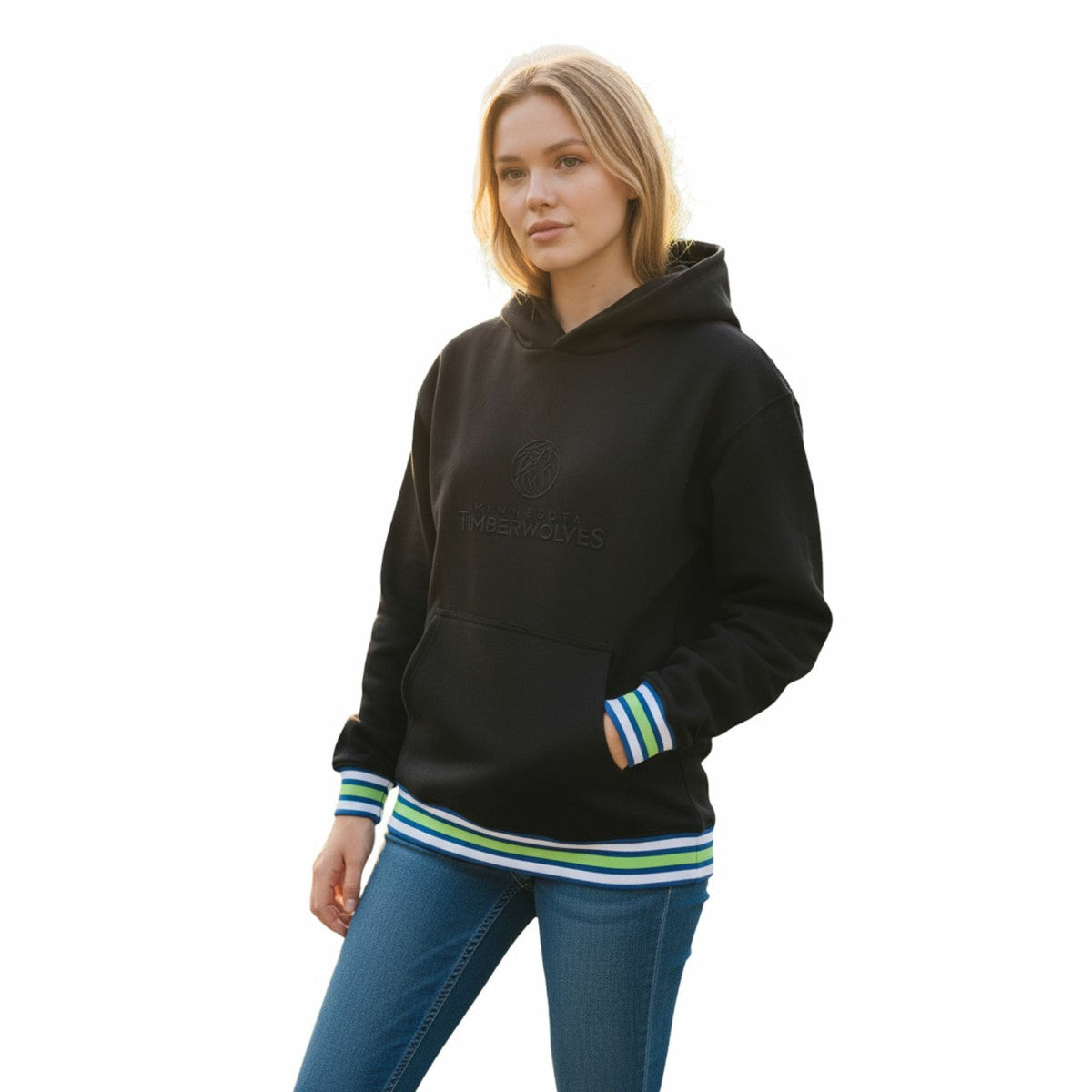 NBA - Minnesota Timberwolves The Wild Collective Unisex Custom Rib Tonal Premium Hoodie - Black