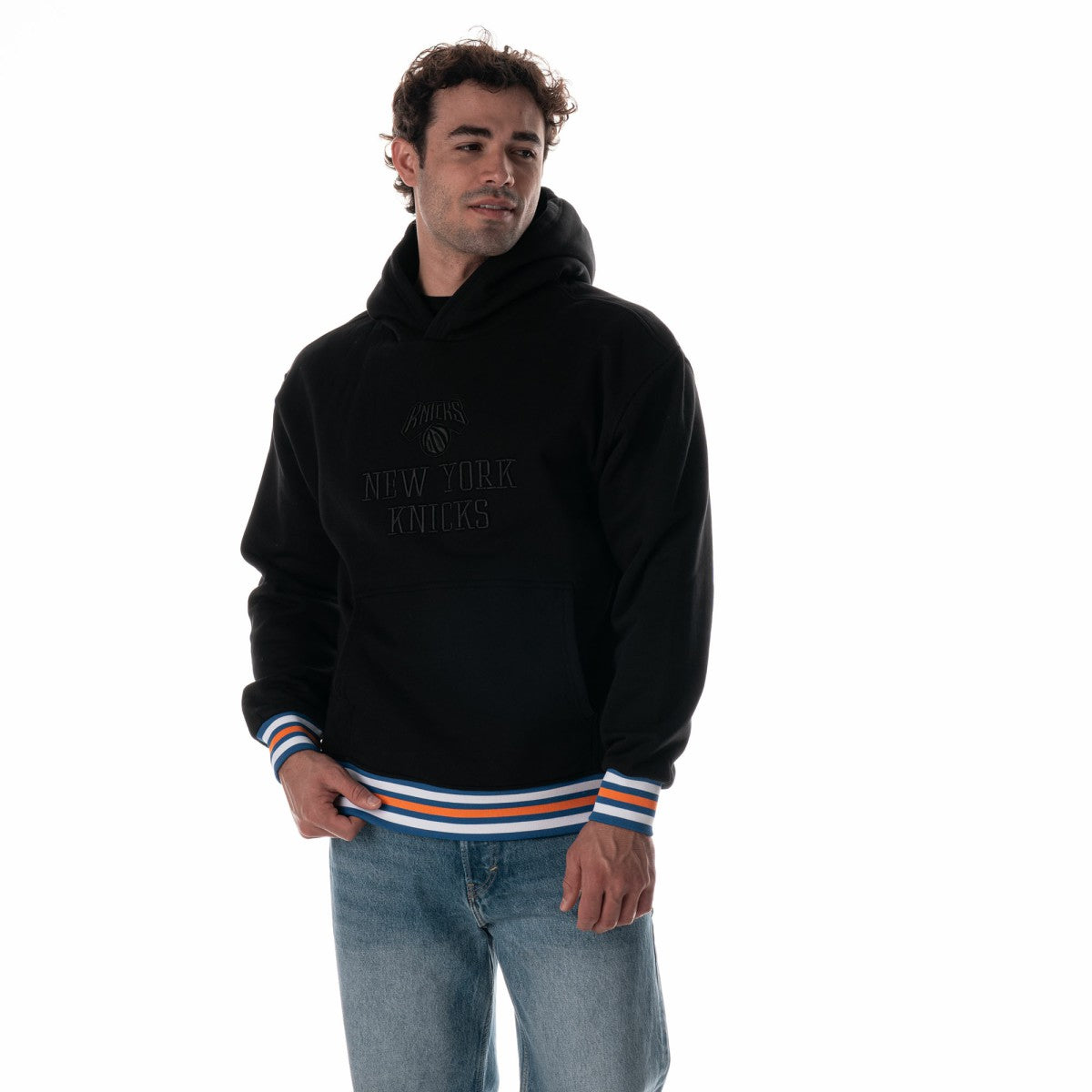 NBA - New York Knicks The Wild Collective Unisex Custom Rib Tonal Premium Hoodie - Black