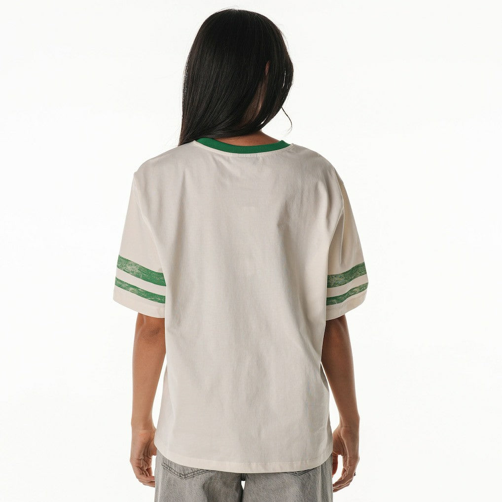 NBA - Boston Celtics The Wild Collective Women's Vintage Drop Shoulder Oversized Boyfriend T-Shirt - Cream