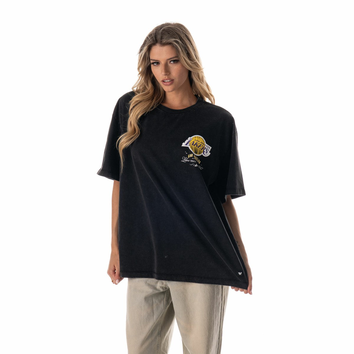 NBA - Los Angeles Lakers The Wild Collective Unisex Oversized Streetwear T-Shirt - Black