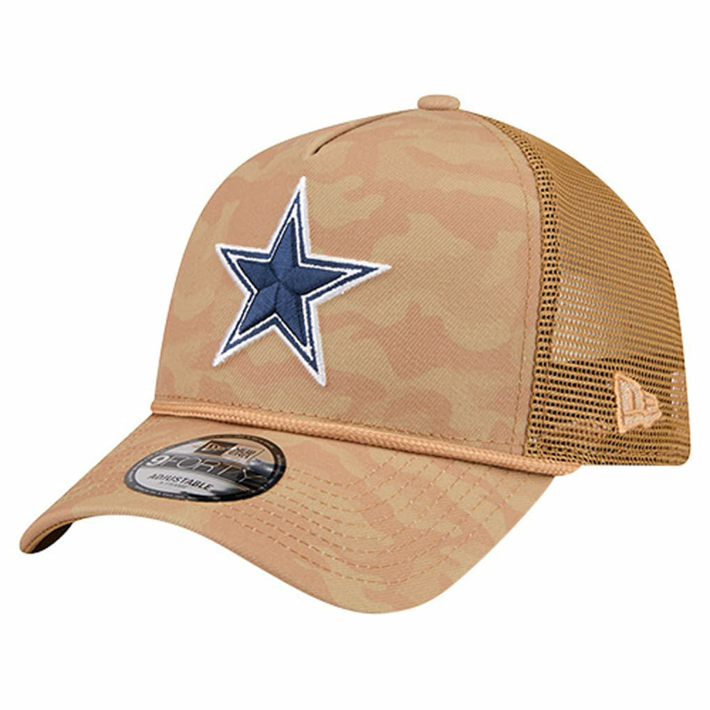 Dallas Cowboys New Era Wheat Camo 9FORTY Trucker Adjustable Hat Tan - NFL