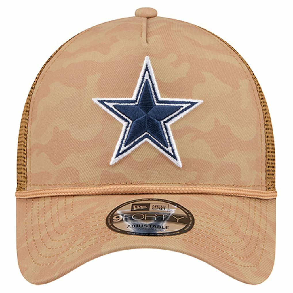 Dallas Cowboys New Era Wheat Camo 9FORTY Trucker Adjustable Hat Tan - NFL
