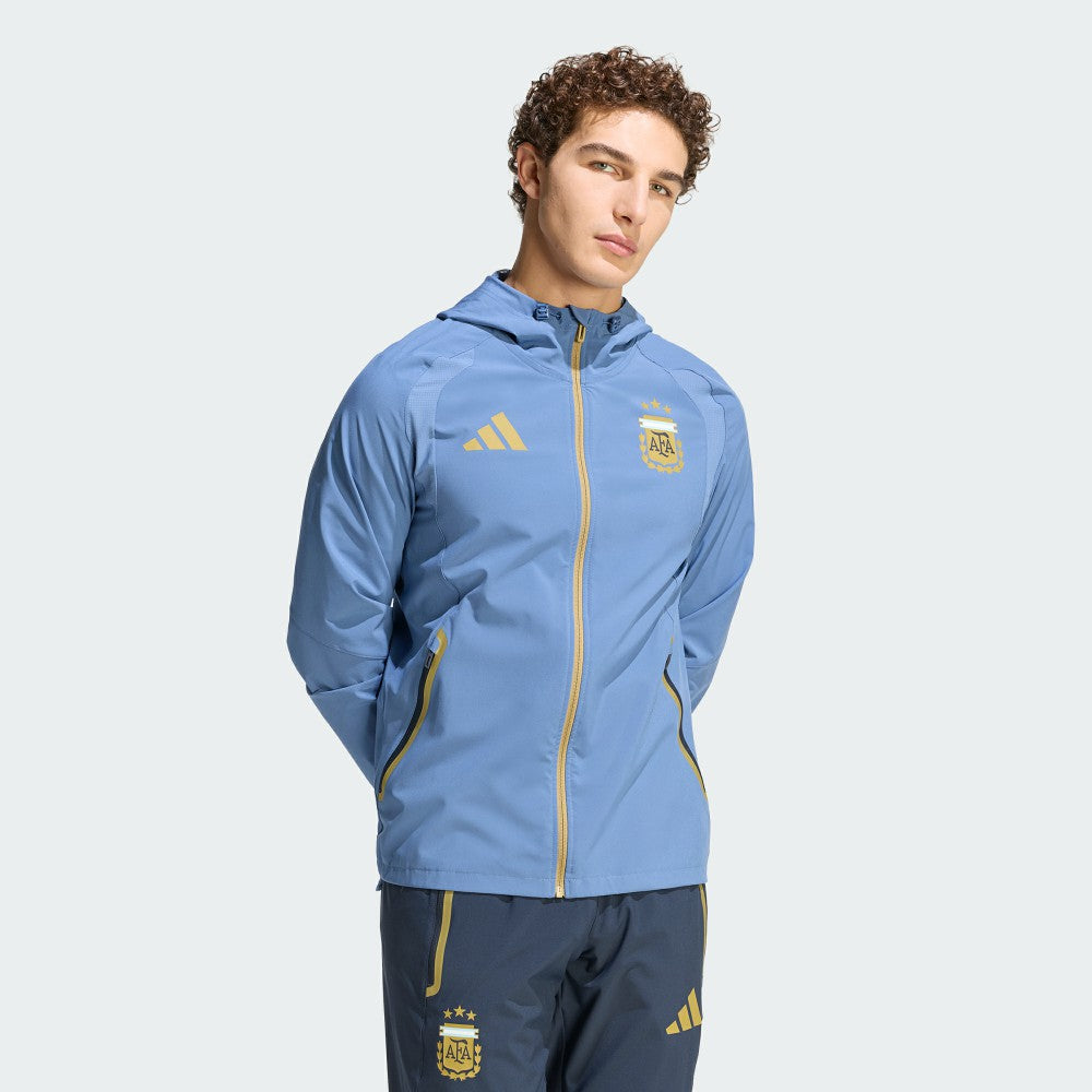 Adidas Argentina National Team FIFA x World Cup Tiro Travel Raglan Full-Zip Windbreaker Hoodie - Blue