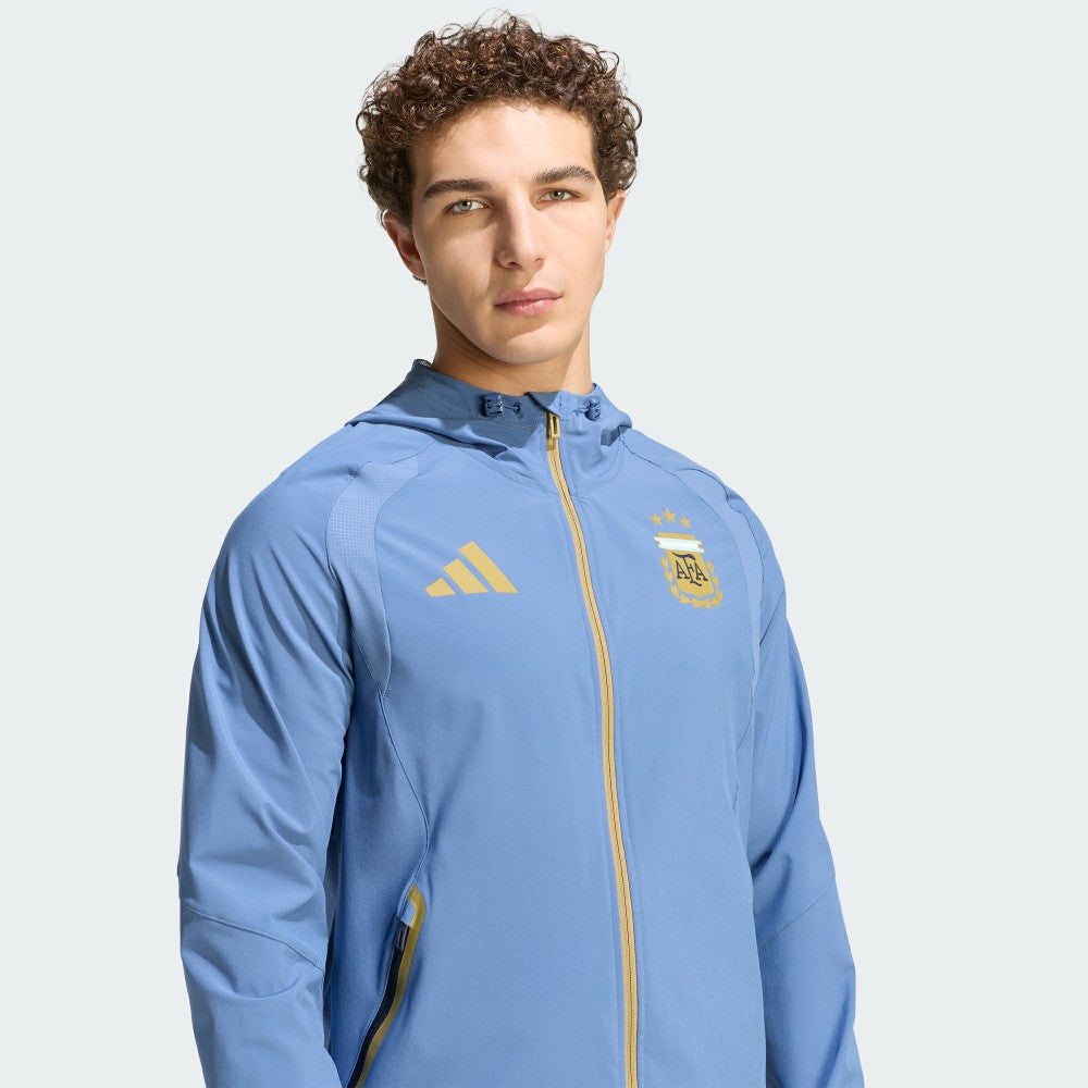 Adidas Argentina National Team FIFA x World Cup Tiro Travel Raglan Full-Zip Windbreaker Hoodie - Blue