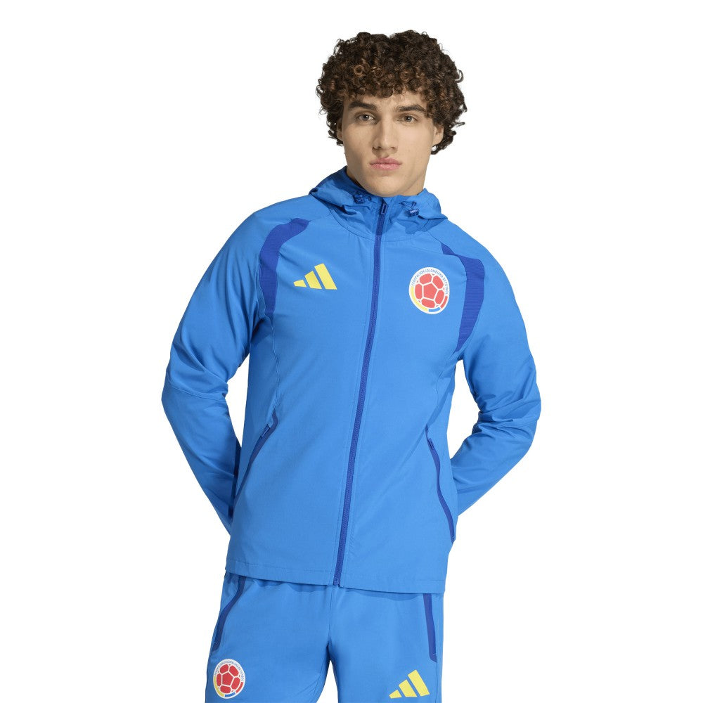 Adidas Colombia National Team FIFA x World Cup 2026 Tiro Travel Raglan Full-Zip Windbreaker Hoodie - Blue