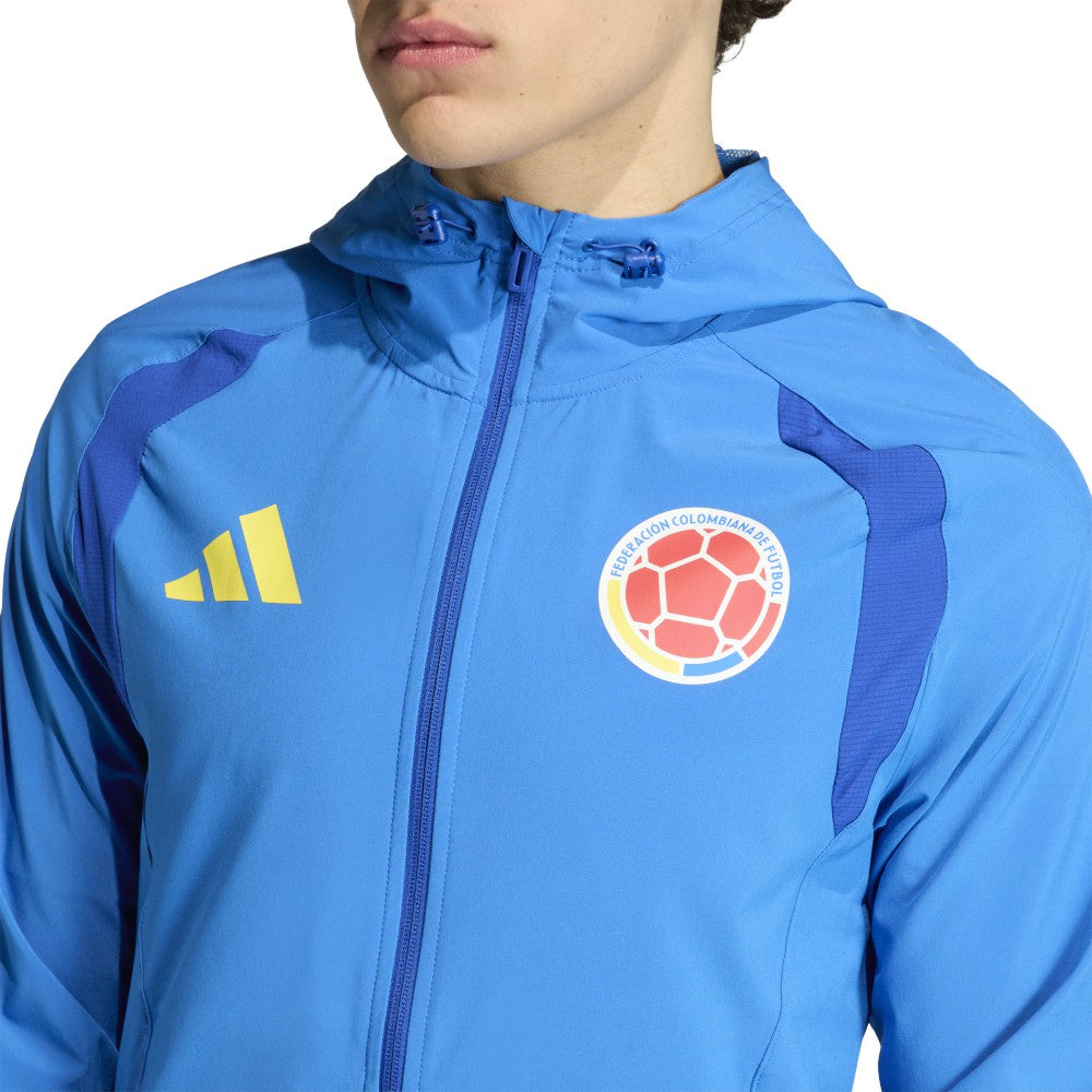Adidas Colombia National Team FIFA x World Cup 2026 Tiro Travel Raglan Full-Zip Windbreaker Hoodie - Blue