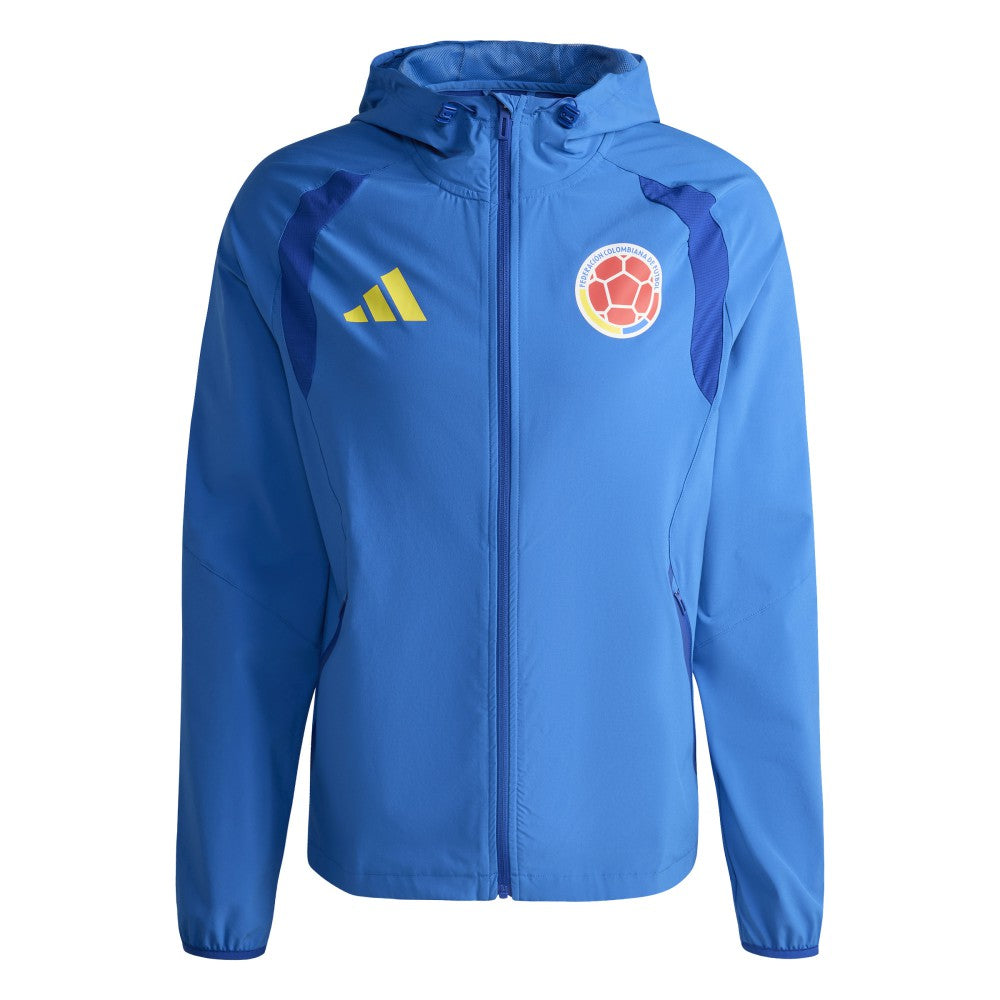 Adidas Colombia National Team FIFA x World Cup 2026 Tiro Travel Raglan Full-Zip Windbreaker Hoodie - Blue
