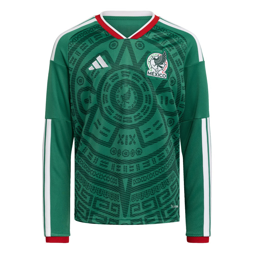 Adidas Mexico National Team Youth FIFA x World Cup 2026 Home Replica Long-Sleeve Jerseys - Green