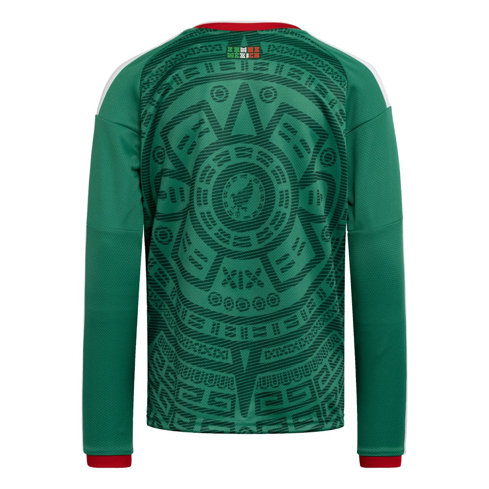 Adidas Mexico National Team Youth FIFA x World Cup 2026 Home Replica Long-Sleeve Jerseys - Green