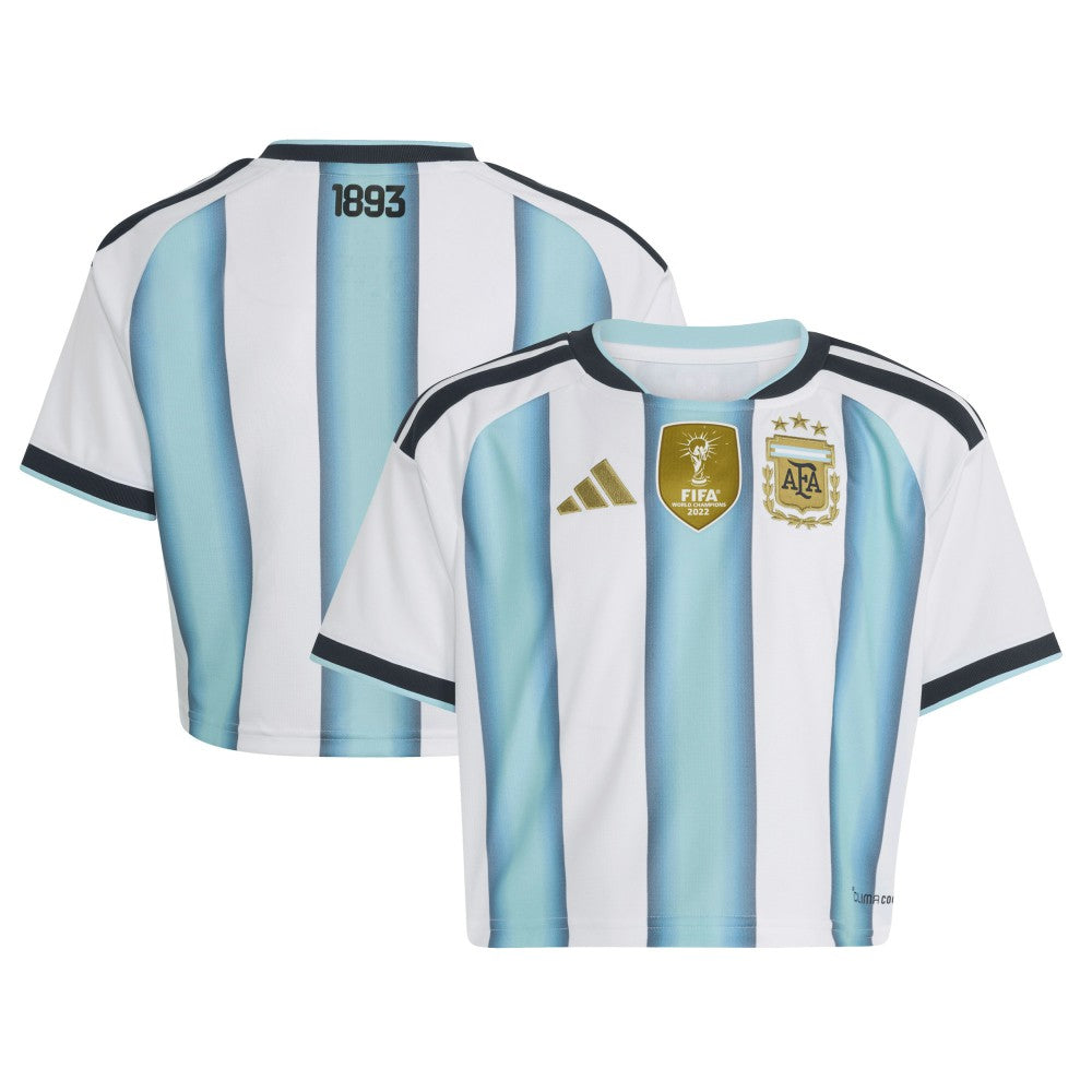 Adidas Argentina National Team Women's FIFA x World Cup 2022 Winners Home Cropped Replica Jerseys - White