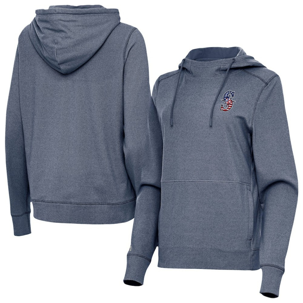 Seattle Mariners Antigua Women's Justice Stars and Stripes Team Logo Pullover Hoodie Online