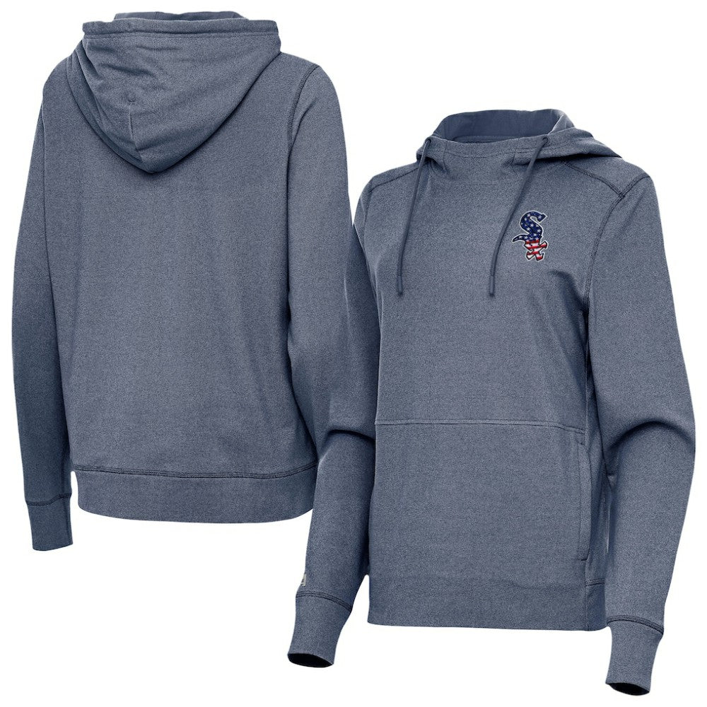 Chicago White Sox Antigua Women's Justice Stars and Stripes Team Logo Pullover Hoodie Lifestyle
