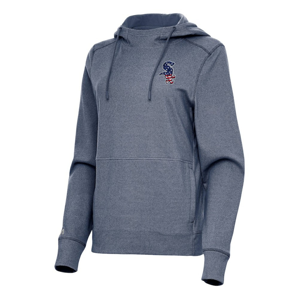 Chicago White Sox Antigua Women's Justice Stars and Stripes Team Logo Pullover Hoodie Lifestyle