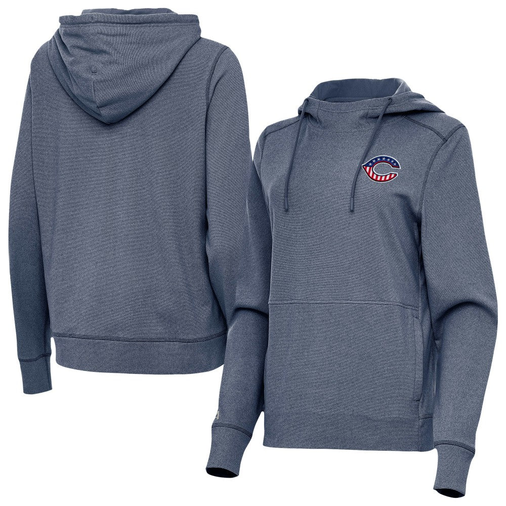 Cincinnati Reds Antigua Women's Justice Stars and Stripes Team Logo Pullover Hoodie On Sale