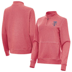 Minnesota Twins Antigua Women's Crush Stars and Stripes Team Logo Quarter-Zip Pullover Top On Sale