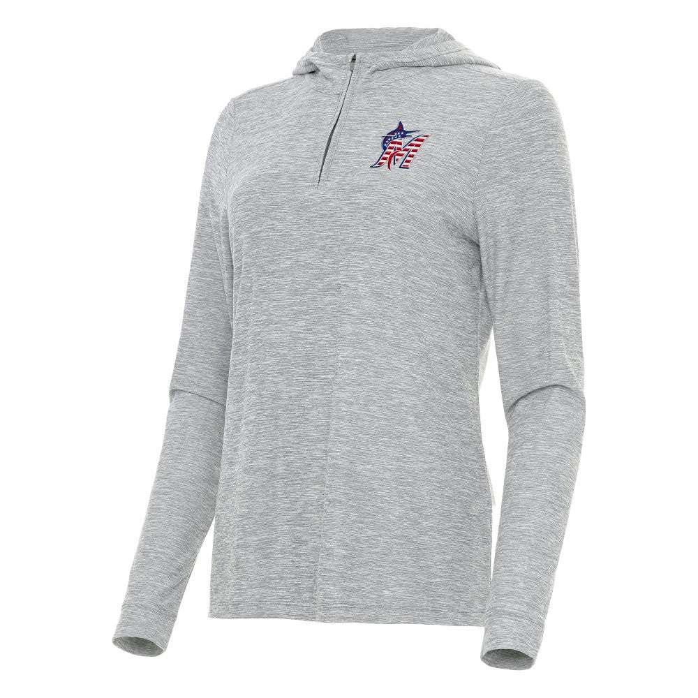 Miami Marlins Antigua Women's Daybreak Quarter-Zip Hoodie Clearance