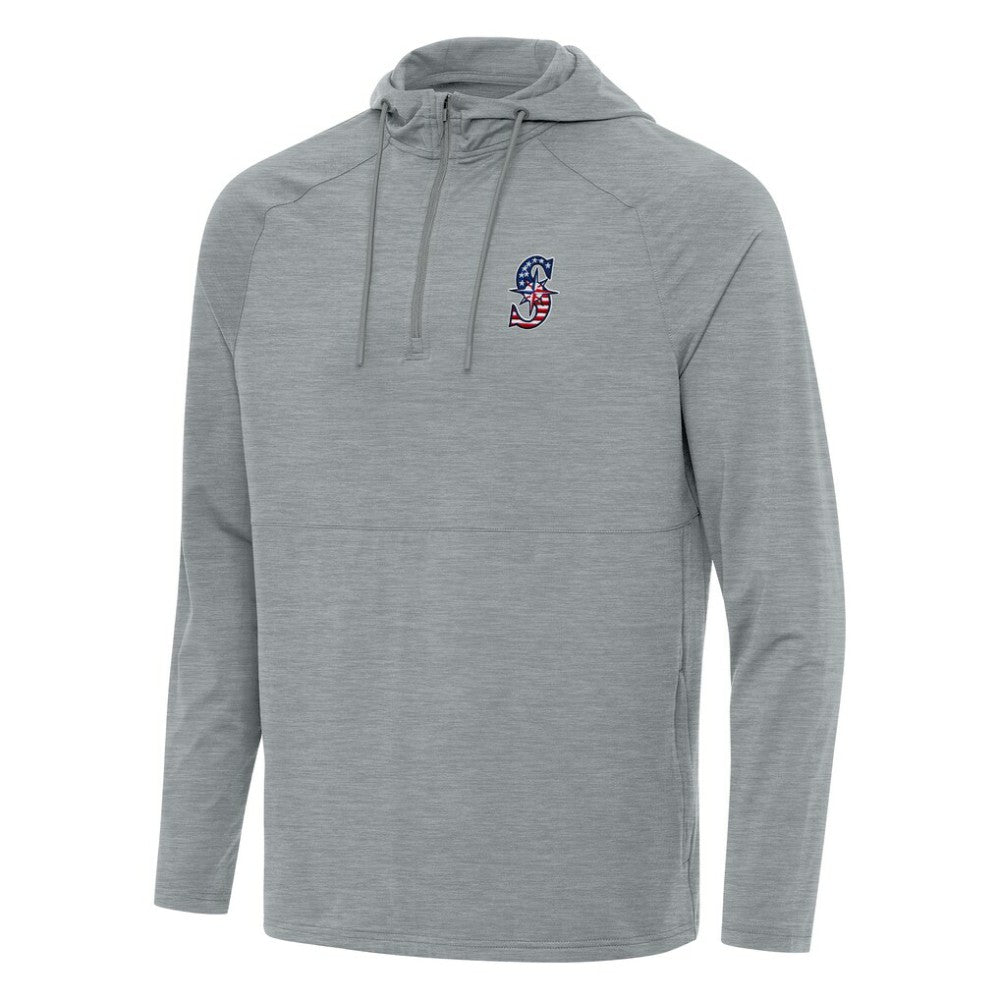 Seattle Mariners Antigua Spikes Stars and Stripes Team Logo Quarter-Zip Pullover Hoodie Sale