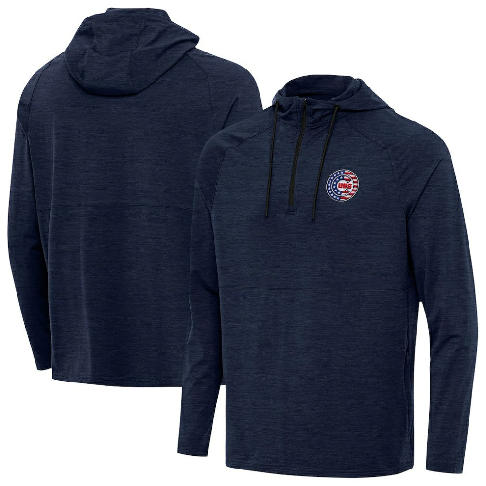 Chicago Cubs Antigua Spikes Stars and Stripes Team Logo Quarter-Zip Pullover Hoodie On Sale
