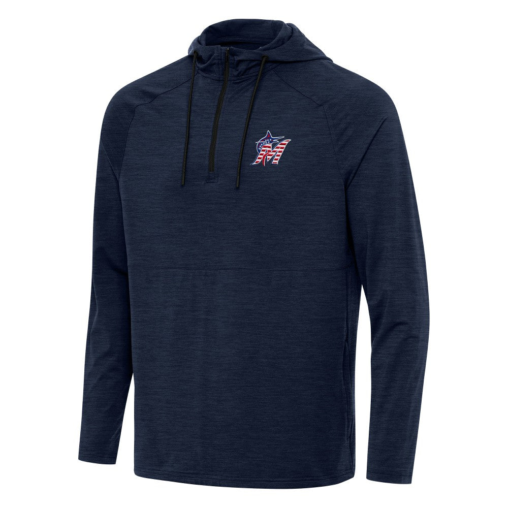 Miami Marlins Antigua Spikes Stars and Stripes Team Logo Quarter-Zip Pullover Hoodie Online
