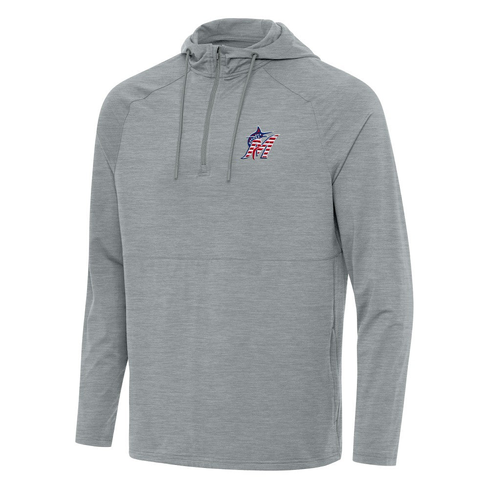 Miami Marlins Antigua Spikes Stars and Stripes Team Logo Quarter-Zip Pullover Hoodie Clearance