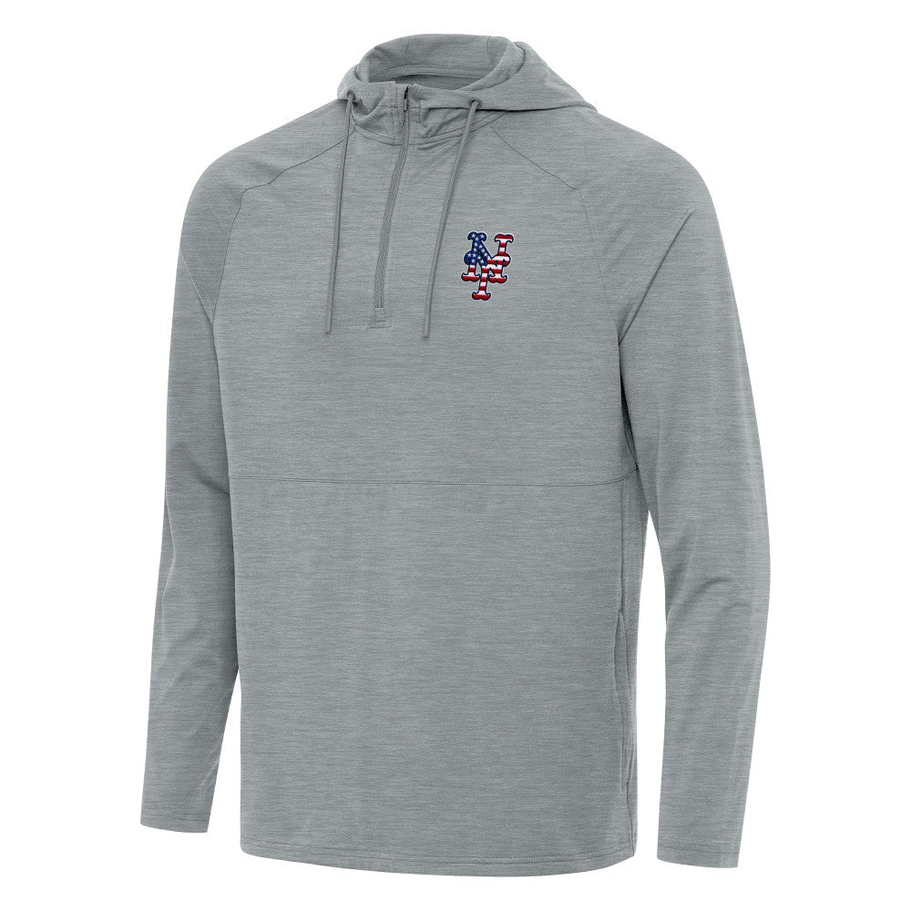 New York Mets Antigua Spikes Stars and Stripes Team Logo Quarter-Zip Pullover Hoodie On Sale
