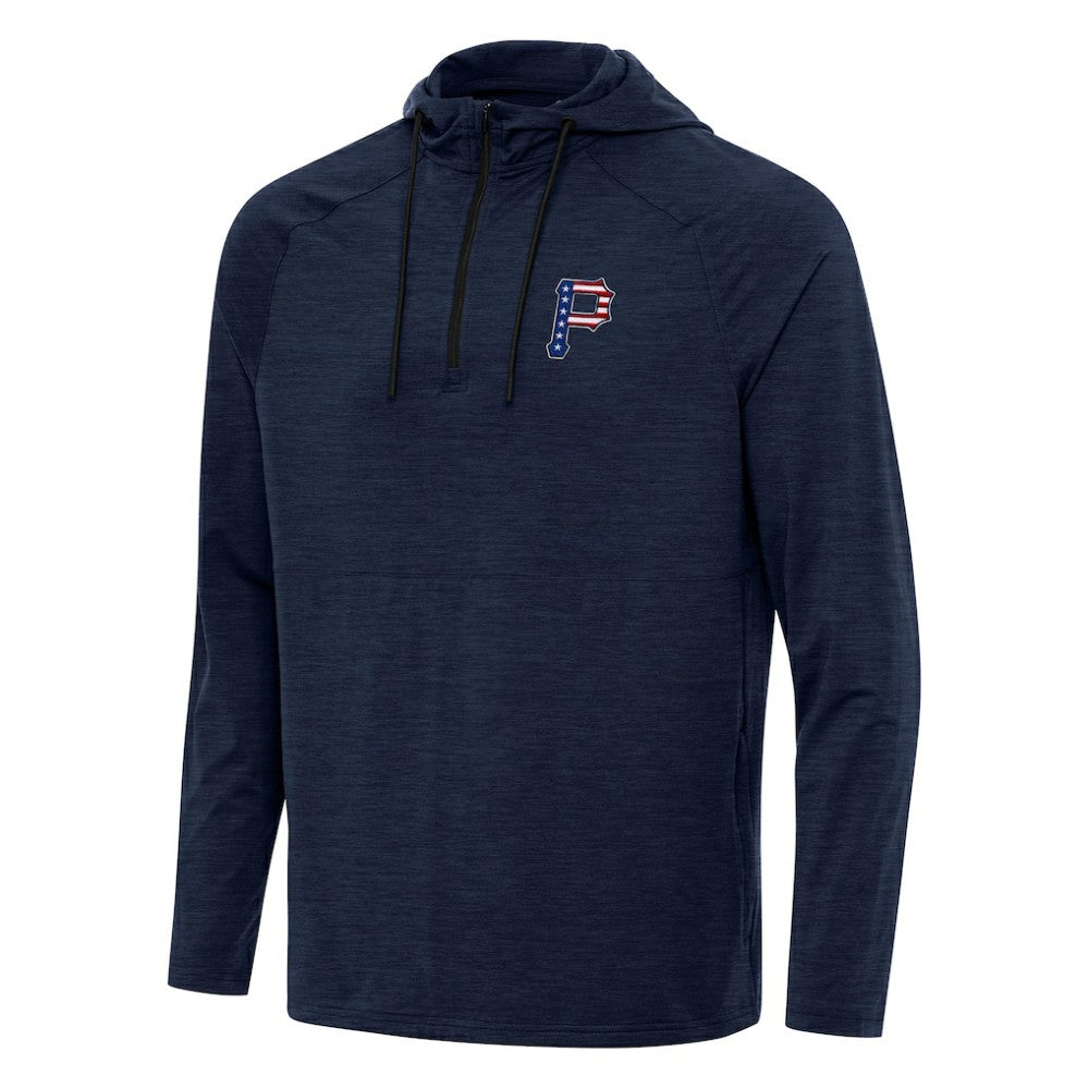 Pittsburgh Pirates Antigua Spikes Stars and Stripes Team Logo Quarter-Zip Pullover Hoodie discount