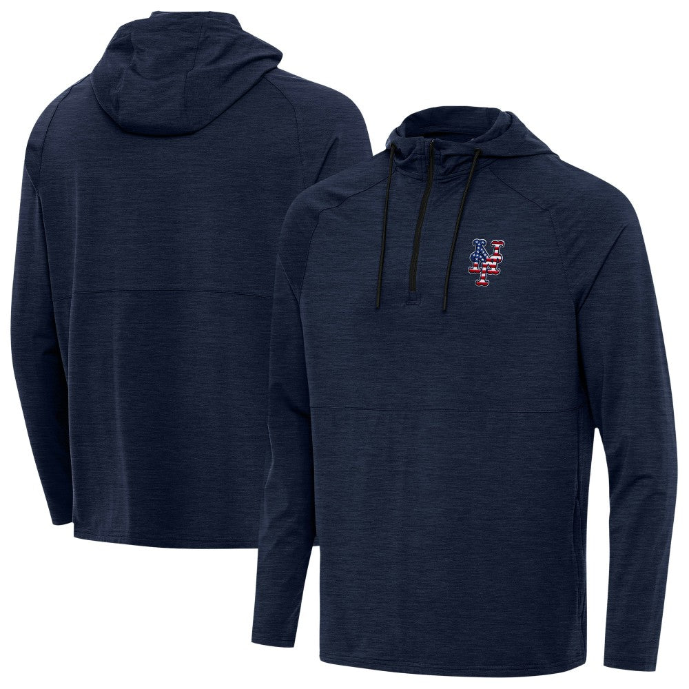 New York Mets Antigua Spikes Stars and Stripes Team Logo Quarter-Zip Pullover Hoodie On Sale