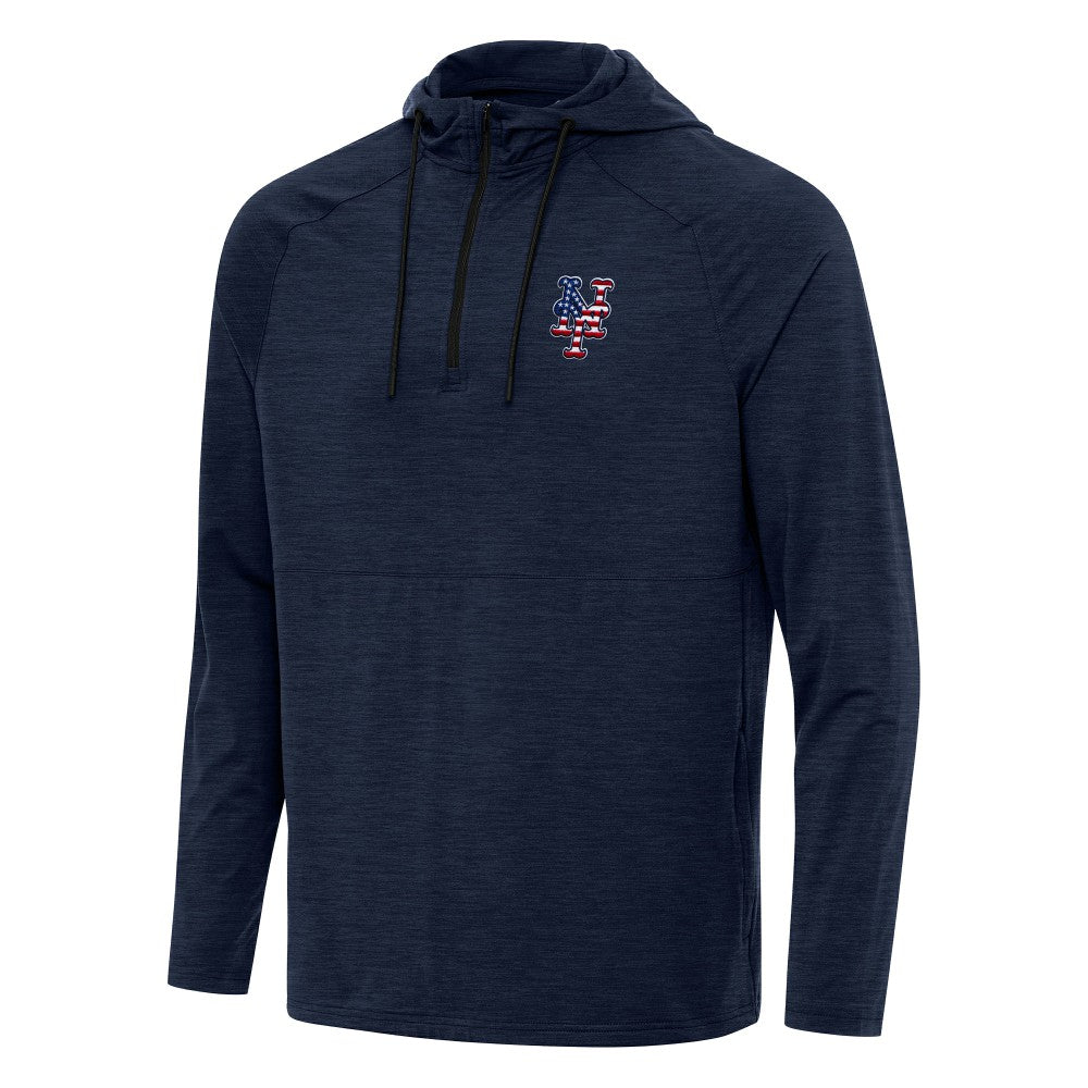 New York Mets Antigua Spikes Stars and Stripes Team Logo Quarter-Zip Pullover Hoodie On Sale