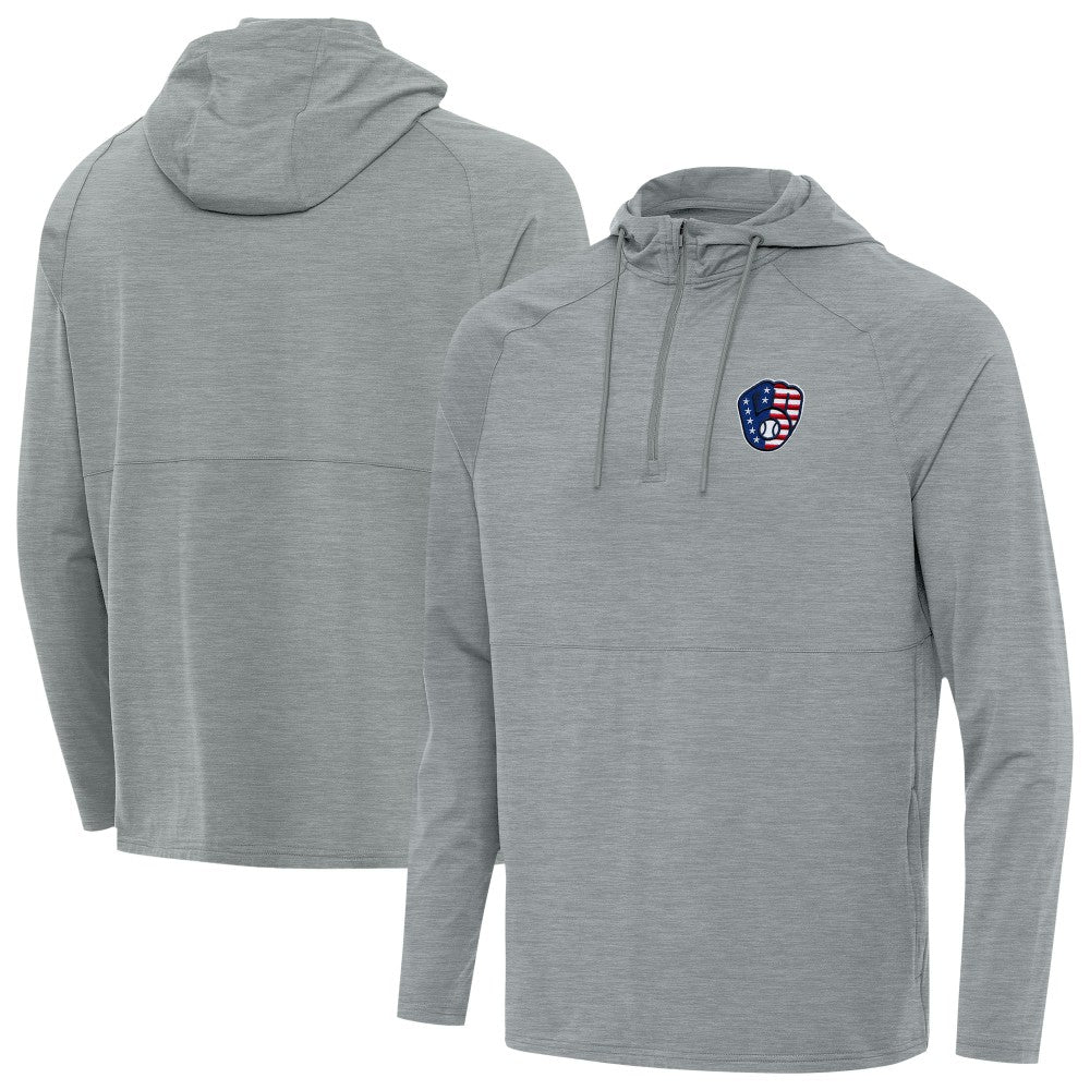 Milwaukee Brewers Antigua Spikes Stars and Stripes Team Logo Quarter-Zip Pullover Hoodie for sale