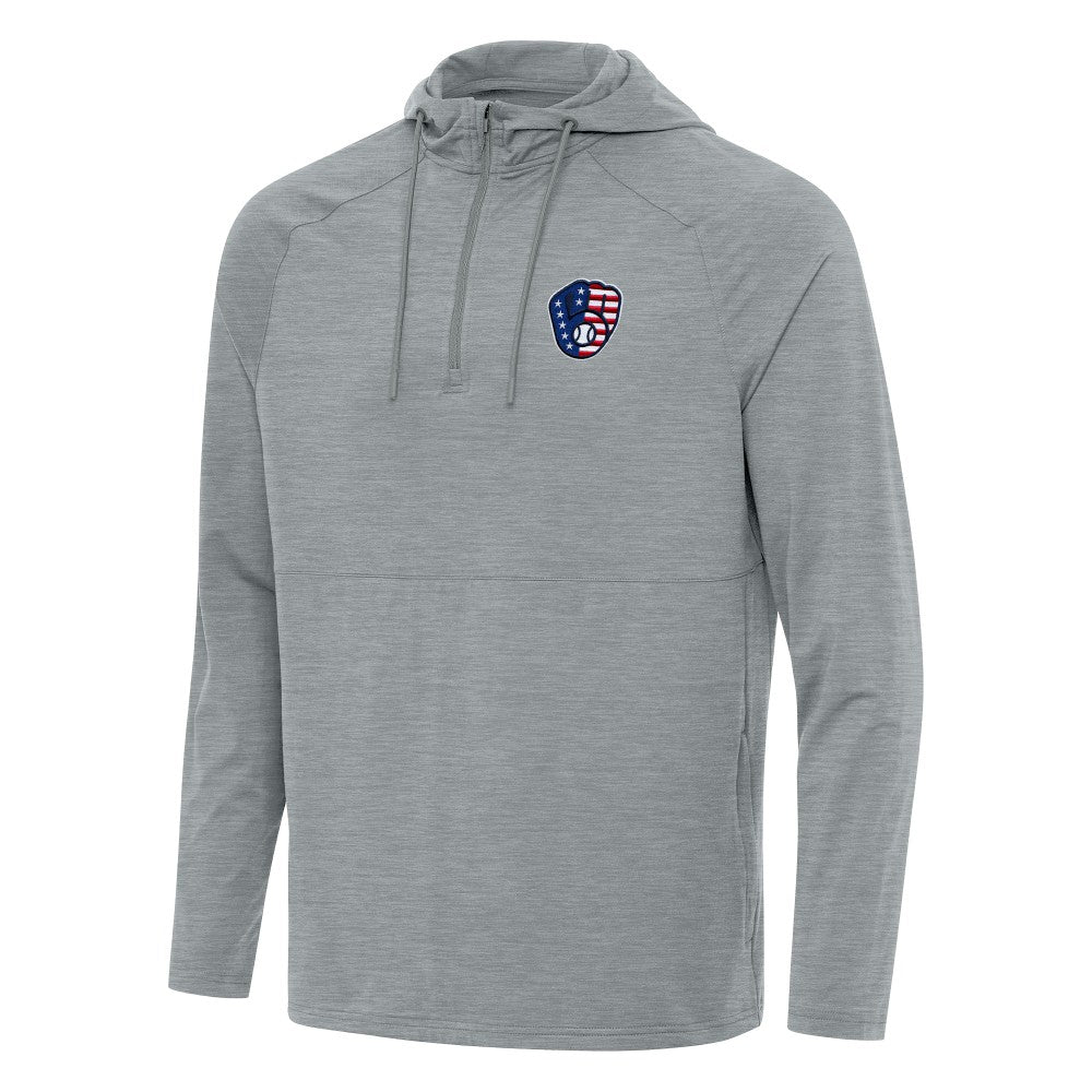 Milwaukee Brewers Antigua Spikes Stars and Stripes Team Logo Quarter-Zip Pullover Hoodie for sale