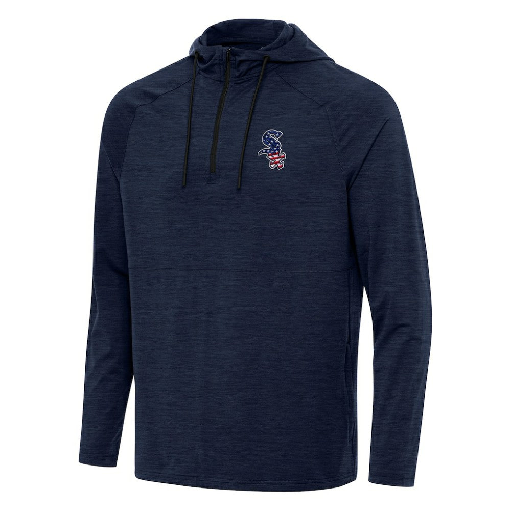 Chicago White Sox Antigua Spikes Stars and Stripes Team Logo Quarter-Zip Pullover Hoodie Clearance