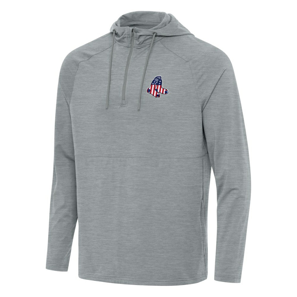 Boston Red Sox Antigua Spikes Stars and Stripes Team Logo Quarter-Zip Pullover Hoodie Lifestyle