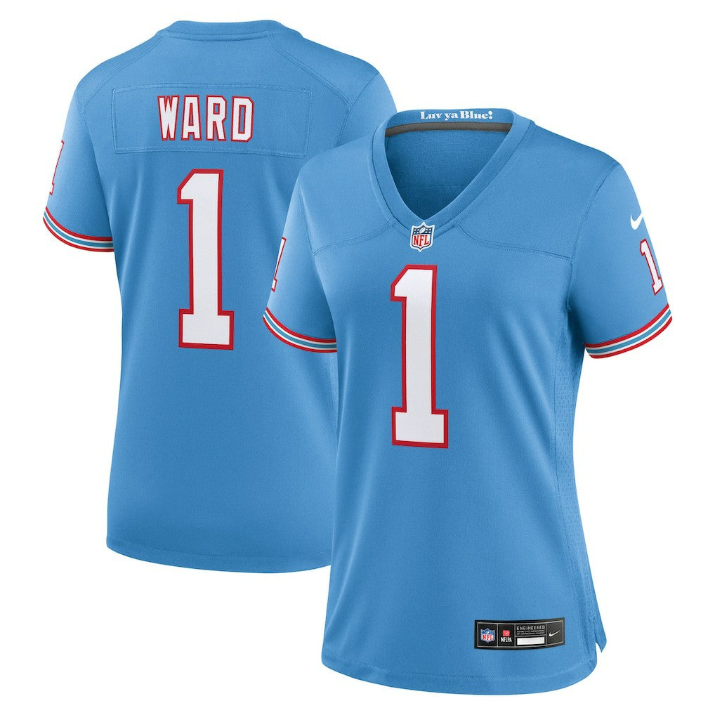 Cam Ward Tennessee Titans Women's 2025 NFL Draft 2nd Alternate Game Jersey Light Blue - Nike
