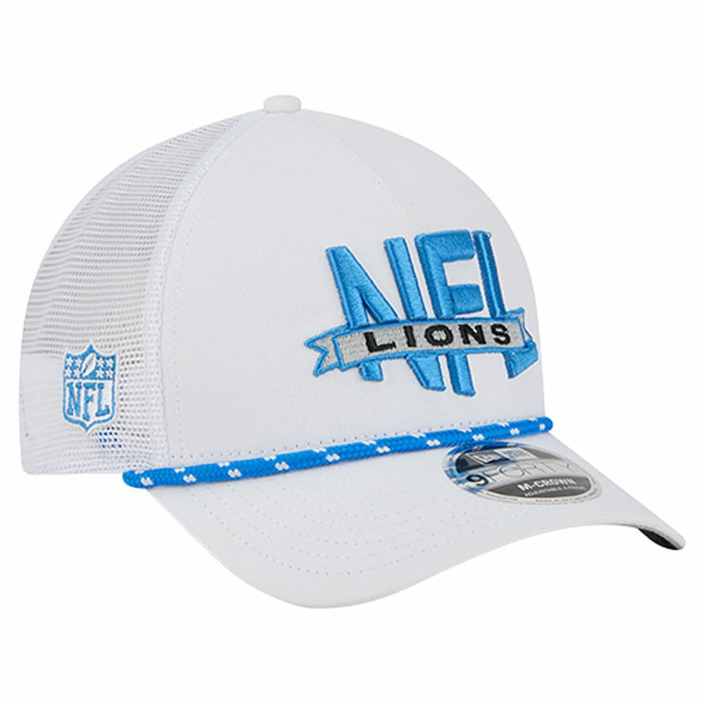 Detroit Lions New Era NFL 9FORTY A-Frame M-Crown Adjustable Trucker Hat White - NFL