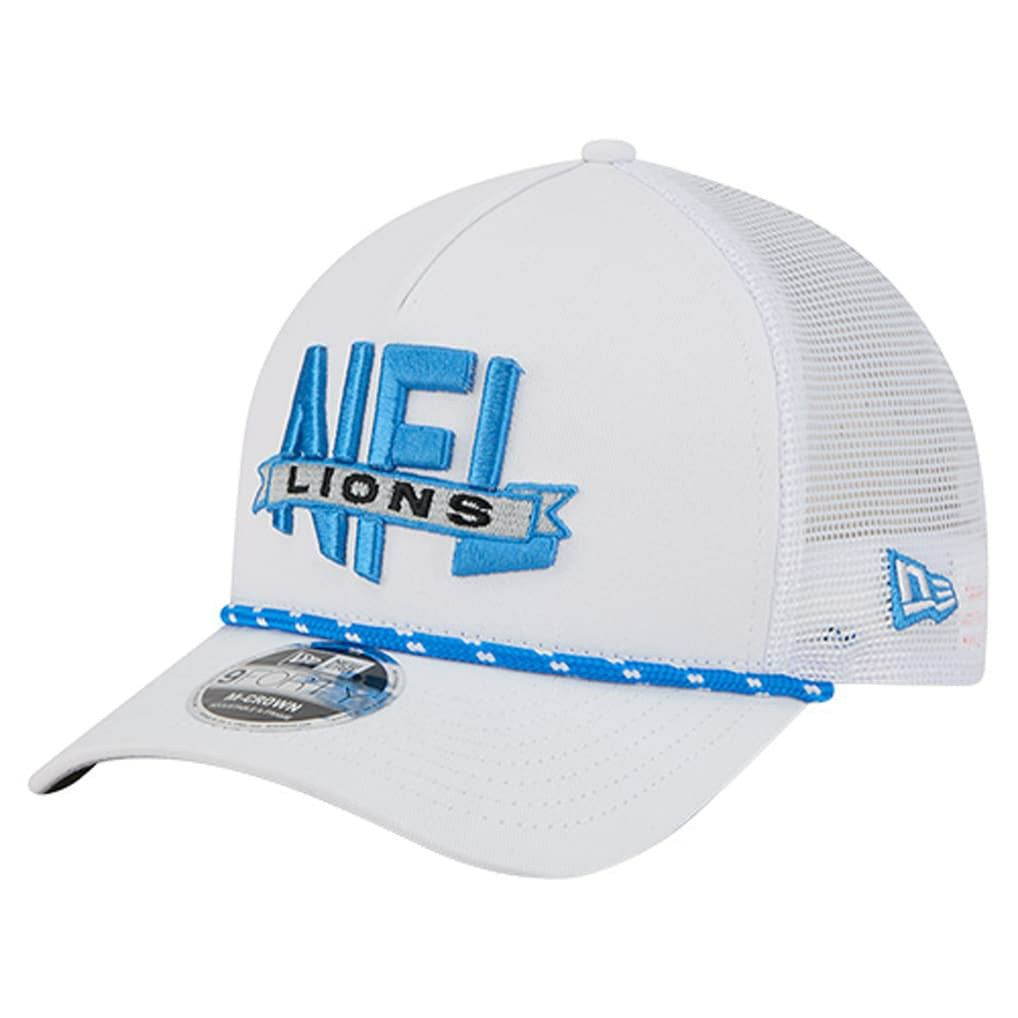 Detroit Lions New Era NFL 9FORTY A-Frame M-Crown Adjustable Trucker Hat White - NFL