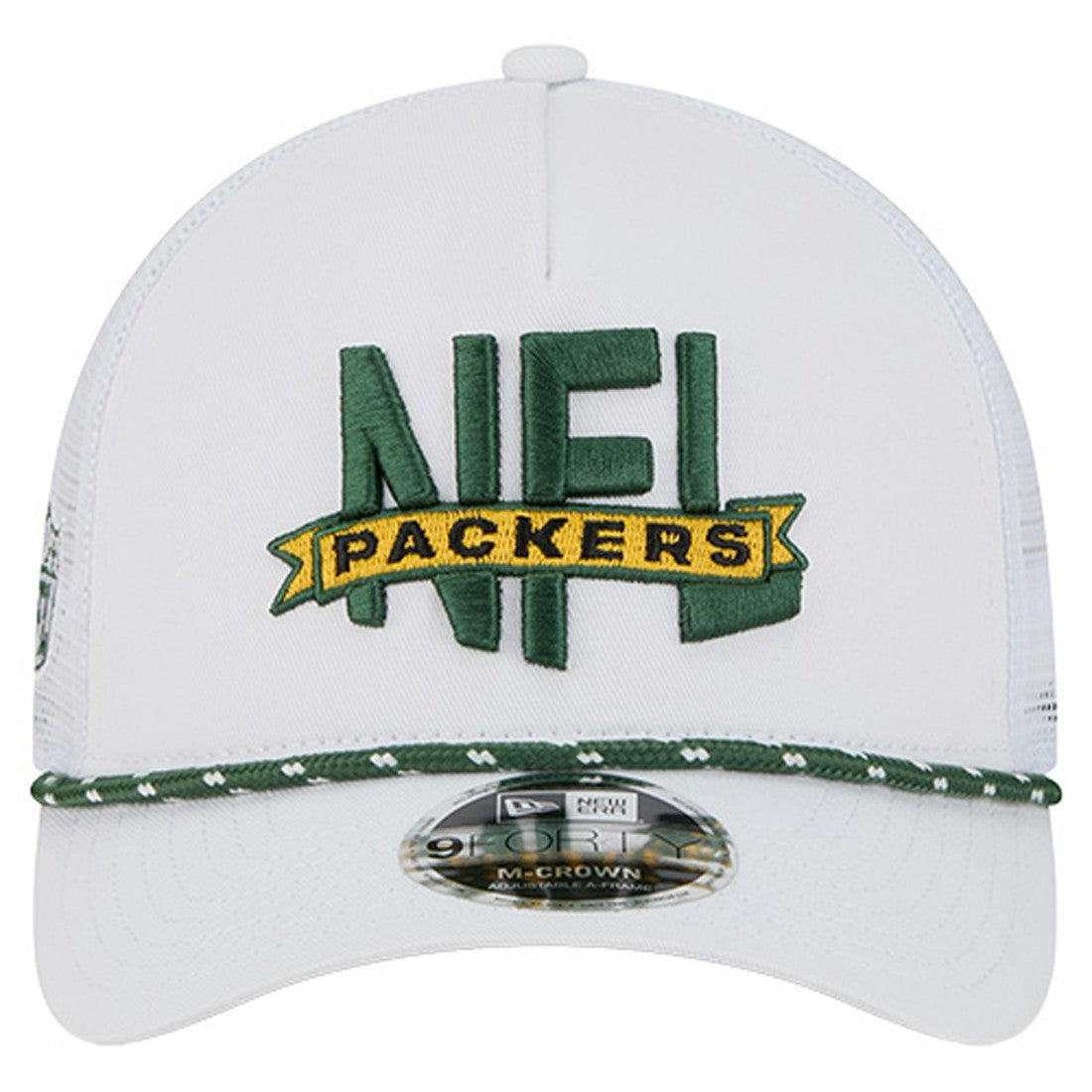 Green Bay Packers New Era NFL 9FORTY A-Frame M-Crown Adjustable Trucker Hat White - NFL